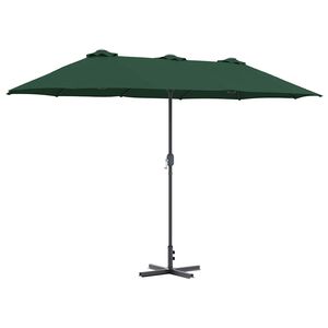 vidaXL Z&aacute;hradn&yacute; slnečn&iacute;k 370 x 197 x 239 cm Polyester a hlin&iacute;k Zelen&aacute;
