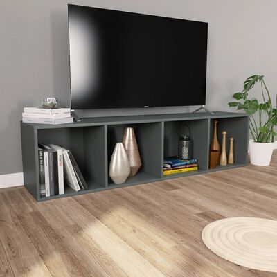 vidaXL Knižnica/TV skrinka, sivá 36x30x143 cm, kompozitné drevo