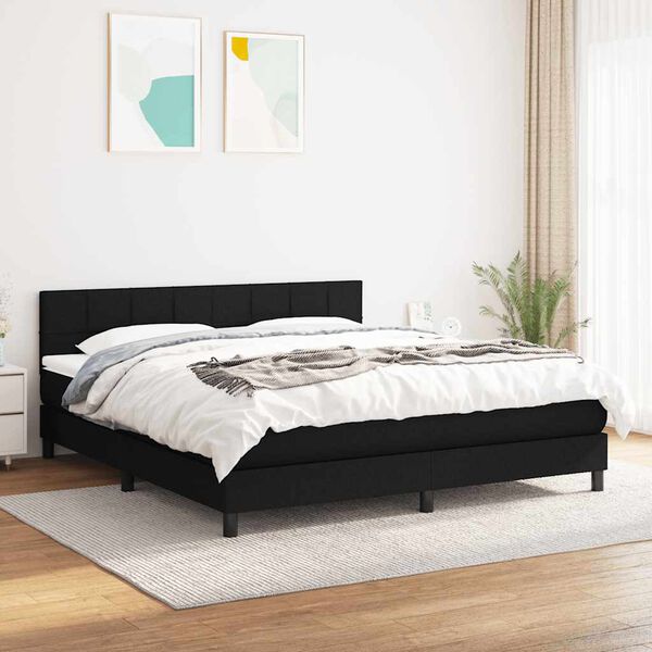 vidaXL Posteľný rám boxspring s matracom čierny 160x200 cm látka