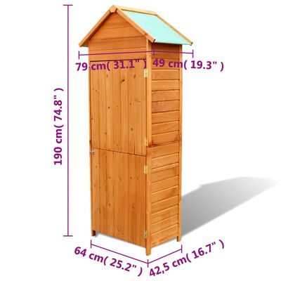 vidaXL Záhradná úložná skrinka, hnedá 42,5x64x190 cm