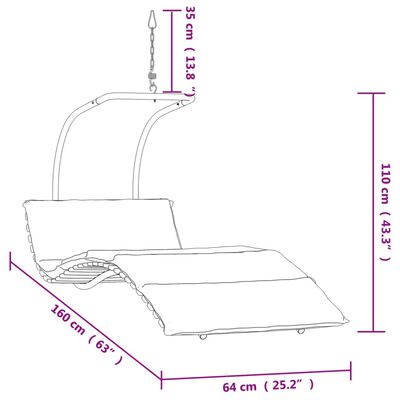 vidaXL Hojdacia stolička s vankúšom látka a topoľový masív