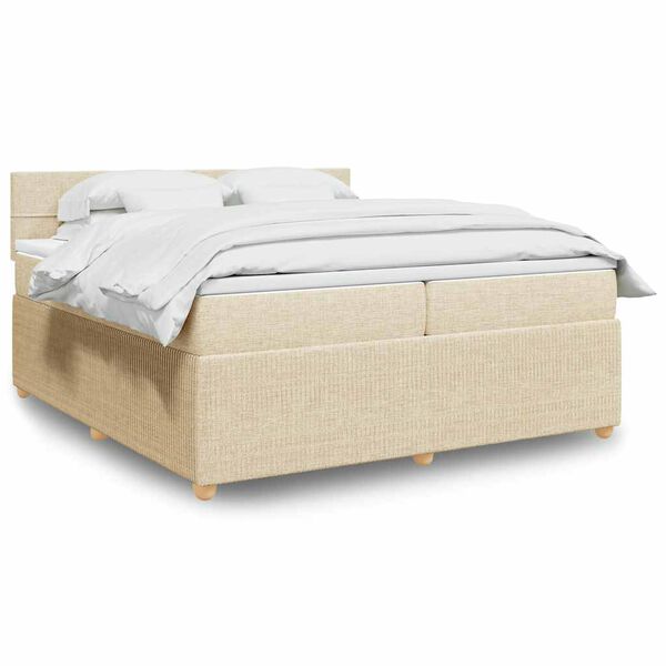 vidaXL Boxspring posteľ s matracom kr&eacute;mov&aacute; 200x200 cm l&aacute;tka