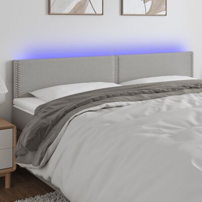 vidaXL Čelo postele s LED bledosivé 200x5x78/88 cm látka