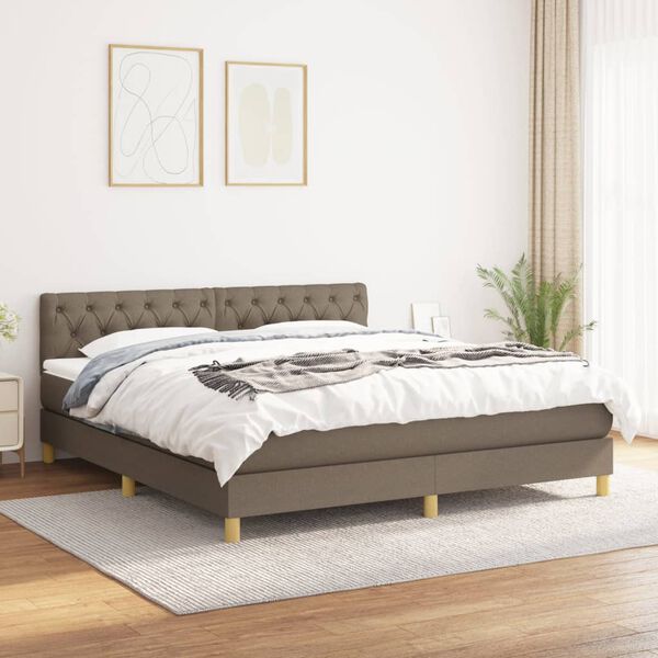 vidaXL Posteľn&yacute; r&aacute;m boxspring s matracom sivohned 160x200 cm l&aacute;tka