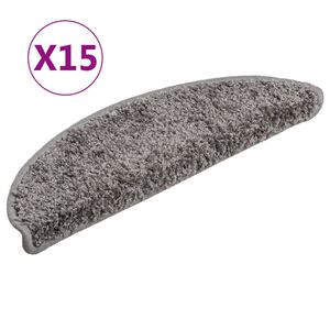 vidaXL Schodov&eacute; rohože 15 ks 56x17x3 cm siv&eacute;, polkruhov&eacute;