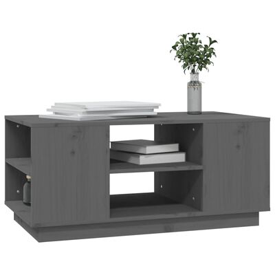 vidaXL Konferenčný stolík sivý 90x49x40,5 cm borovicový masív