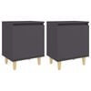 vidaXL Nočn&eacute; stol&iacute;ky 2 ks nohy z mas&iacute;vneho dreva siv&eacute; 40x30x50 cm