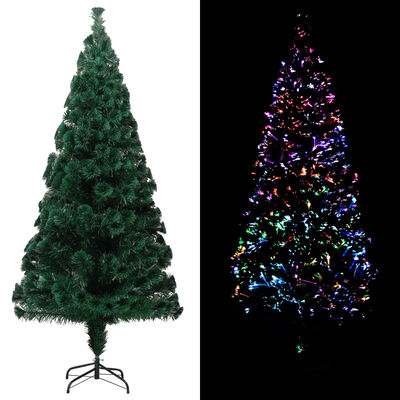 vidaXL Umelý vianočný stromček+stojan, zelený 240 cm, optické vlákno