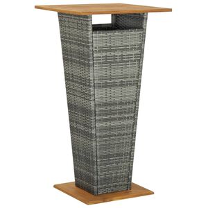 vidaXL Barov&yacute; st&ocirc;l siv&yacute; 60x60x110 cm polyratan a ak&aacute;ciov&yacute; mas&iacute;v