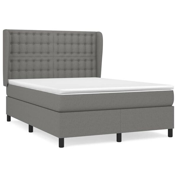 vidaXL Boxspring posteľ s matracom tmavosiv&aacute; 140x200 cm l&aacute;tka