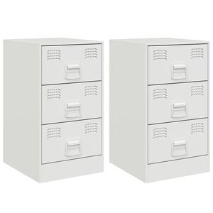 vidaXL Nočn&eacute; stol&iacute;ky 2 ks biele 34,5x39x62 cm oceľ