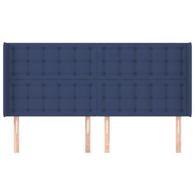 vidaXL Čelo postele so záhybmi modrý 203x16x118/128 cm látka
