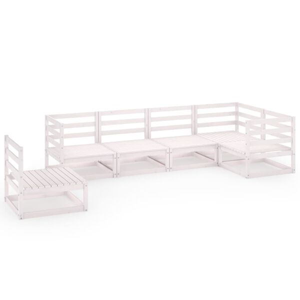 vidaXL 6-dielna z&aacute;hradn&aacute; sedacia s&uacute;prava biela borovicov&yacute; mas&iacute;v