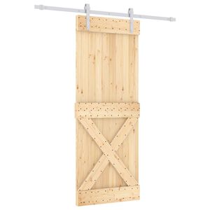 vidaXL Posuvn&eacute; dvere 80 x 210 cm Mas&iacute;vne borovicov&eacute; drevo (neupraven&eacute;)