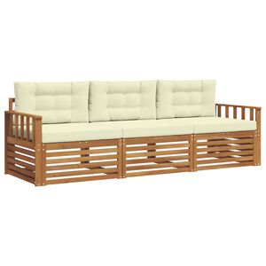 vidaXL Z&aacute;hradn&aacute; s&uacute;prava gaučov s vank&uacute;&scaron;om 3 pcs Pr&iacute;rodn&aacute; a kr&eacute;mov&aacute;