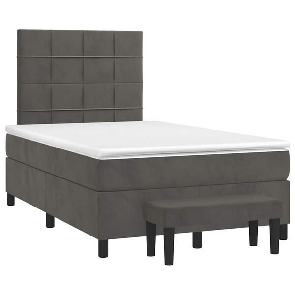 vidaXL Boxspring posteľ s matracom, tmavosiv&aacute; 120x190 cm, zamat