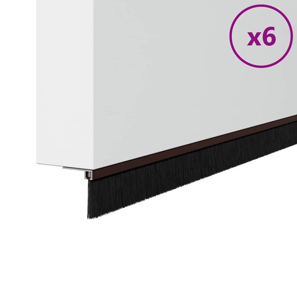 vidaXL Samolepiace tesnenia dver&iacute; s kefou 6 pcs Hned&aacute; 100 cm