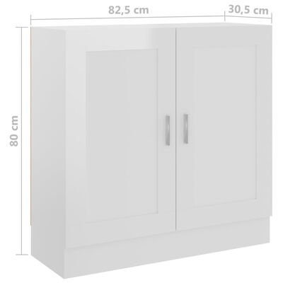 vidaXL Knižnica, lesklá biela 82,5x30,5x80 cm, kompozitné drevo