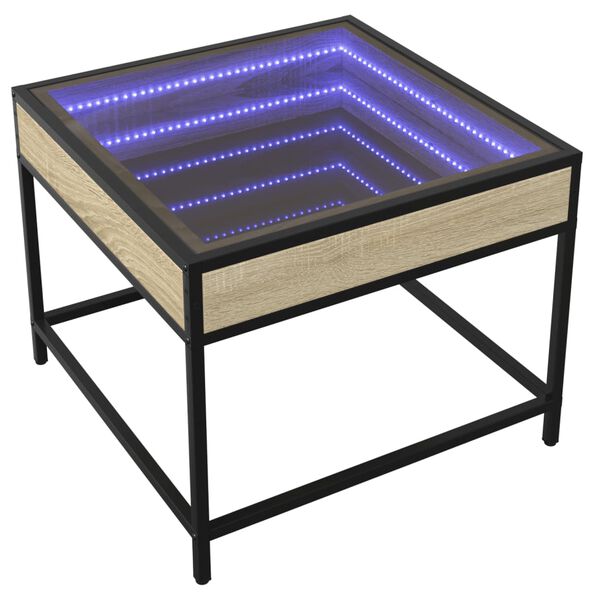 vidaXL Konferenčný stolík s nekonečnými LED dub sonoma 50x50x41 cm