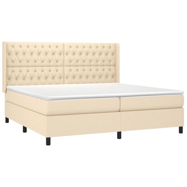 vidaXL Boxspring posteľ s matracom kr&eacute;mov&aacute; 200x200 cm l&aacute;tka