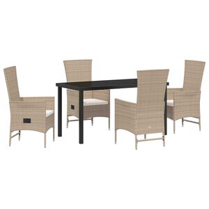 vidaXL Z&aacute;hradn&yacute; jed&aacute;lensk&yacute; set s vank&uacute;&scaron;om 5 pcs B&eacute;žov&aacute; polyratan