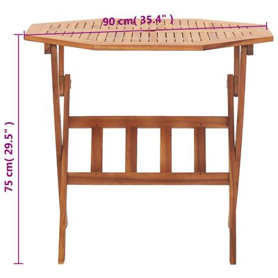 vidaXL Skladací záhradný stôl 90x75 cm, akáciový masív