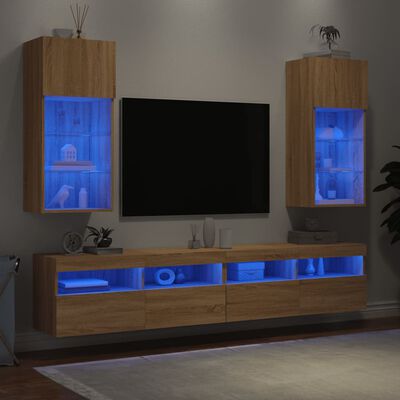 vidaXL TV skrinky s LED svetlami 2 ks dub sonoma 40,5x30x90 cm