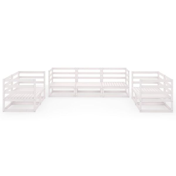 vidaXL 7-dielna záhradná sedacia súprava biela masívna borovica