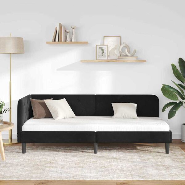 vidaXL Rohový rám postele s čelnou doskou Čierna 80 x 200 cm Zamat