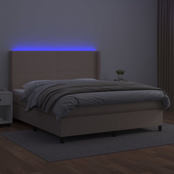 vidaXL Boxspring posteľ matrac a LED kapuč&iacute;nov&aacute; 180x200 cm umel&aacute; koža