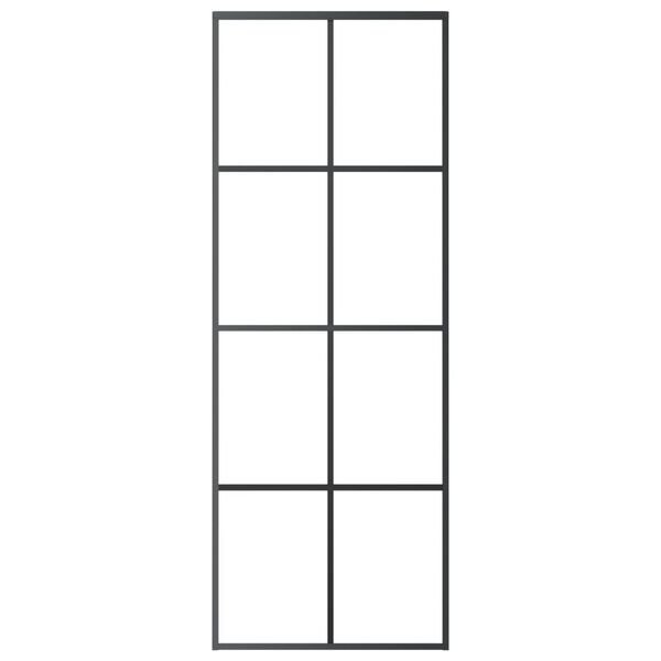 vidaXL Posuvné dvere čierne 76x205 cm ESG sklo a hliník