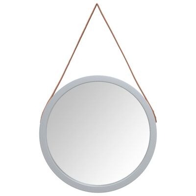 vidaXL Nástenné zrkadlo s popruhom strieborná Ø 55 cm