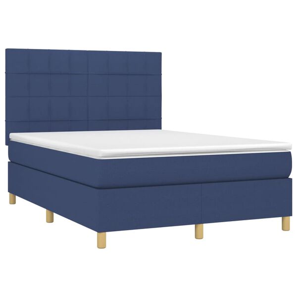 vidaXL Boxspring posteľ s matracom modr&yacute; 140x190 cm l&aacute;tka