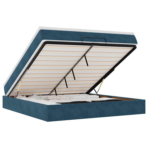 vidaXL Osmansk&aacute; posteľ s matracom Tmavomodr&aacute; 180x200cm Zamat