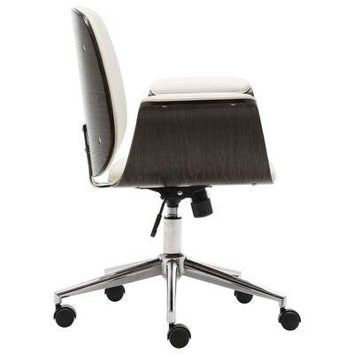 vidaXL Kancelárska stolička biela ohýbané drevo a umelá koža