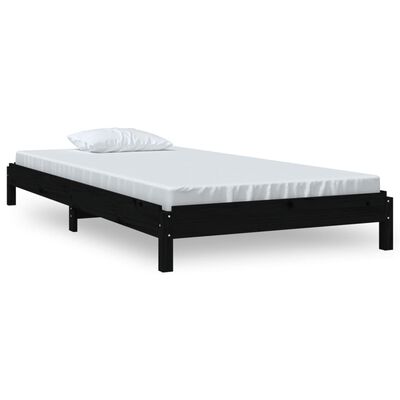 vidaXL Denná posteľ čierna 75x190 cm borovicový masív