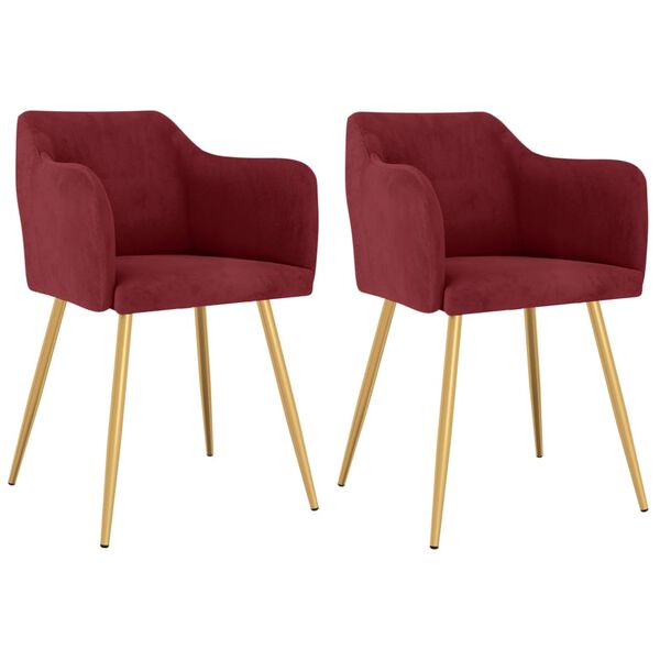 vidaXL Jed&aacute;lensk&eacute; stoličky 2 ks v&iacute;novo-červen&eacute; zamatov&eacute;