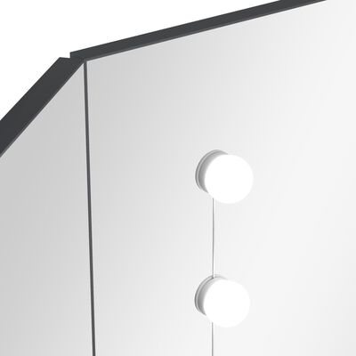 vidaXL Rohový toaletný stolík s LED sivý 111x54x141,5 cm
