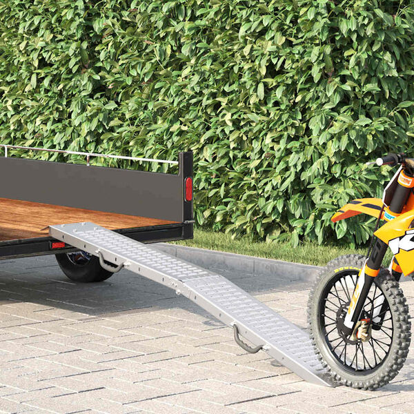 vidaXL Skladacia rampu 200 kg na rampu Strieborn&aacute; 186 x 23 x 4,5 cm