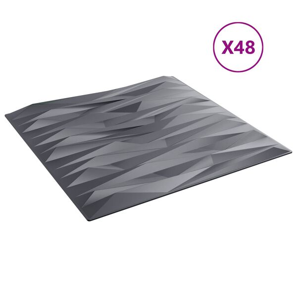 vidaXL N&aacute;stenn&eacute; panely 48 pcs Kameňovo &scaron;ed&aacute; 50 x 50 cm XPS Pena