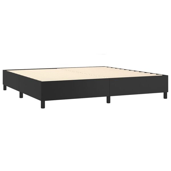 vidaXL Boxspring posteľ s matracom čierna 200x200 cm umel&aacute; koža
