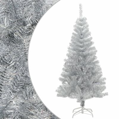 vidaXL Umelý vianočný stromček so stojanom, strieborný 120 cm, PET