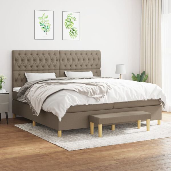 vidaXL Boxspring posteľ s matracom sivohned&yacute; 200x200 cm l&aacute;tka