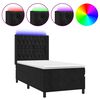 vidaXL Posteľ boxsping s matracom a LED čierna 90x190 cm zamat