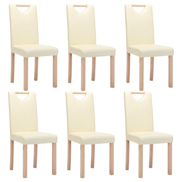 vidaXL Jed&aacute;lensk&eacute; stoličky 6 ks, kr&eacute;mov&eacute;, umel&aacute; koža