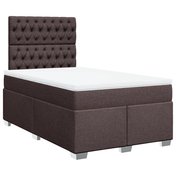vidaXL Boxspring posteľ s matracom tmavohned&aacute; 120x200 cm l&aacute;tka