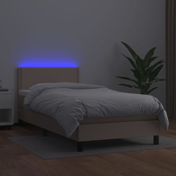 vidaXL Boxspring posteľ matrac a LED kapuč&iacute;nov&aacute; 100x200 cm umel&aacute; koža