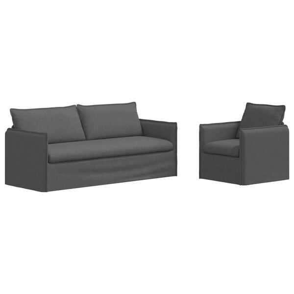 vidaXL Pohovka 2 pcs Tmavo &scaron;ed&aacute; 196 x 82 x 85 cm l&aacute;tka