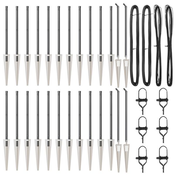 vidaXL Stĺp na plot. Iný 26 pcs Sivá 3,2 x 3,2 x 60 cm Oceľ