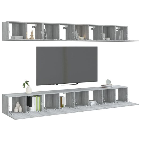 vidaXL TV stolíky 8 ks sivý dub sonoma 60x30x30 cm spracované drevo